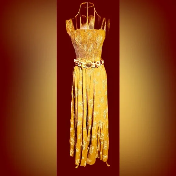 Only 1 Left: NWT Ces Femme Trendy Wide Leg Camel Boho Jumpsuit, 100% Rayon, Med - Picture 6 of 16